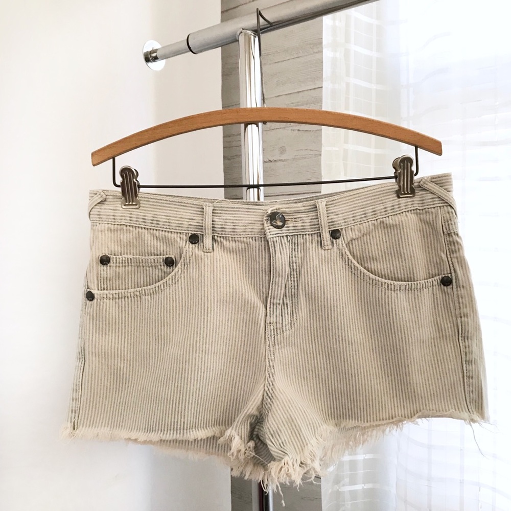Free People Seersucker Raw Hem Shorts
